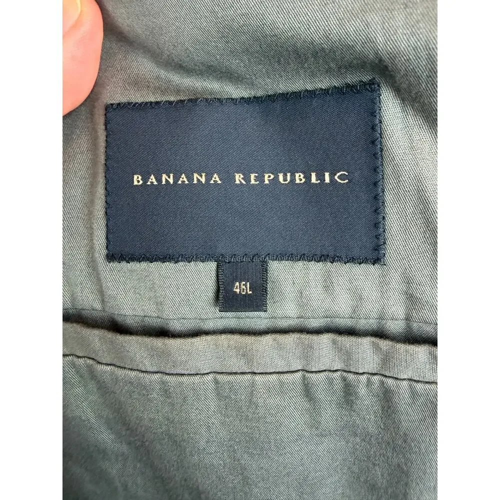 BANANA REPUBLIC gray herringbone tweed elbow patch 100% wool mens blazer 46L